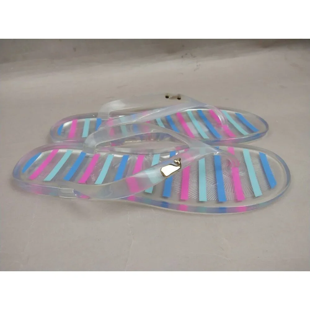 Vineyard Vines Jelly Flip‎ Flops Women’s Size 9 Pastel Striped Pink Blue